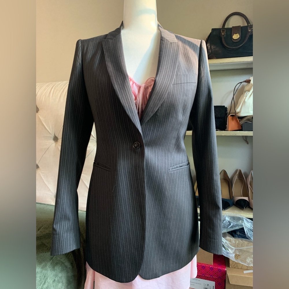 Women's Burberry Gray Pinstripe Blazer